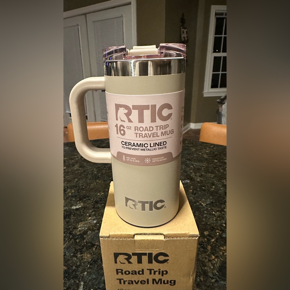RTIC Tan Road Trip Travel Mug 16oz